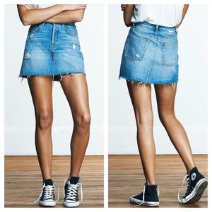 BOYISH Corey Ripped Denim Skirt in Don’t Look Now Women’s Waist 31 Raw Hem